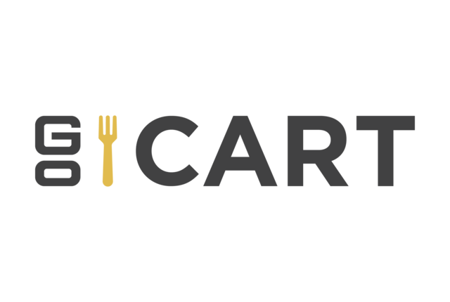 A graphic with the word "go" and "cart" with a fork separating the words. 