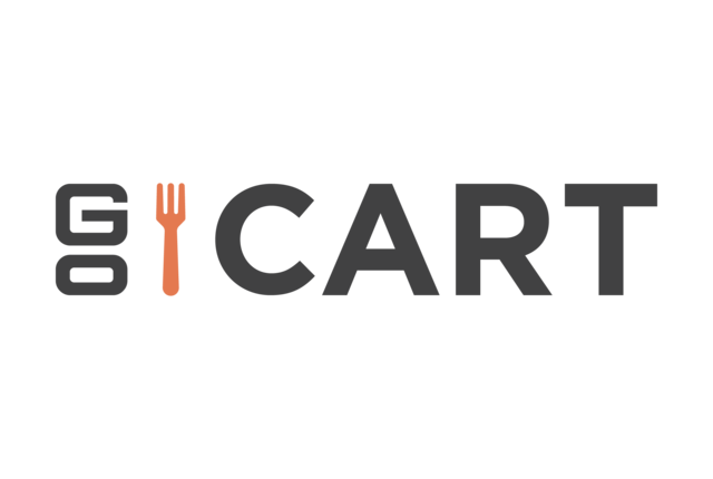 A graphic with the word "go" and "cart" with a fork separating the words. 